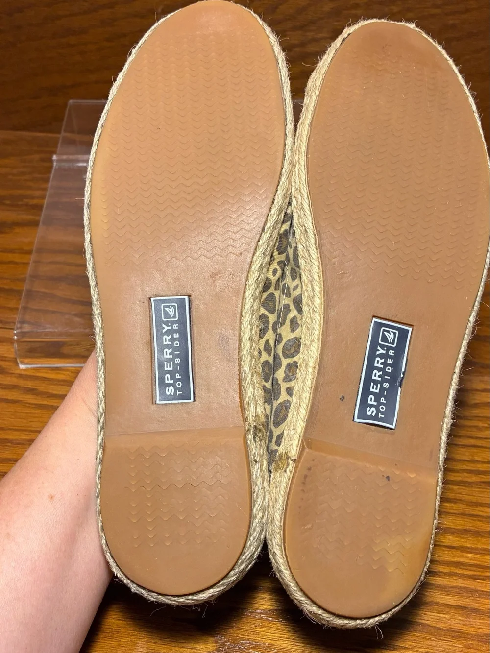 Sperry Leopard Print Espadrille Ballet Flats Canvas Size 7